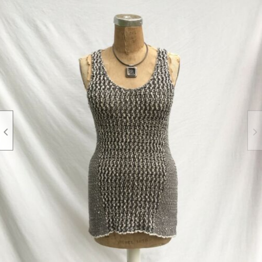 cAbi Marled Sweater Tank Hi-Low Textired Black White MEDIUM